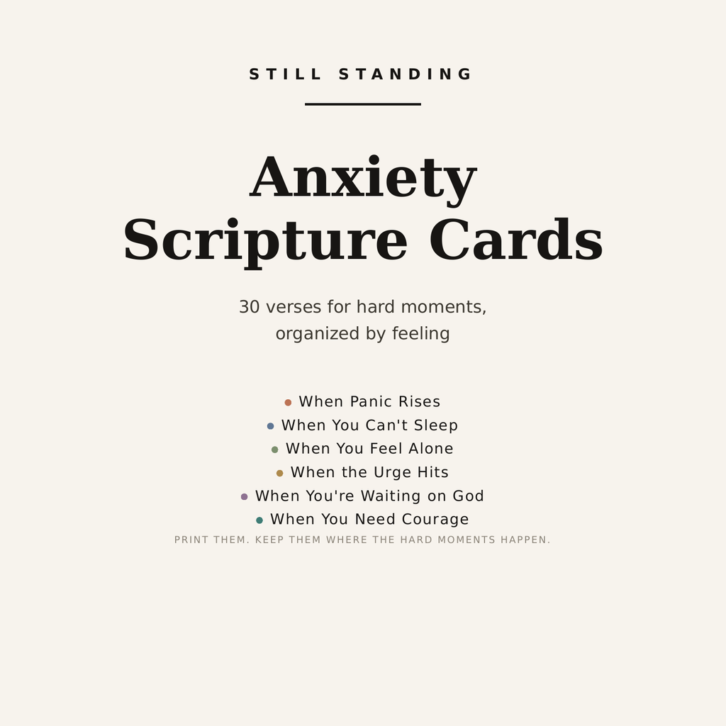 Anxiety Scripture Cards — cover: 30 verses for hard moments, organized by feeling