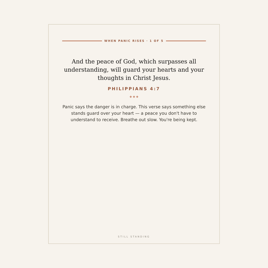 Close-up of one card: Philippians 4:7 with a short encouragement