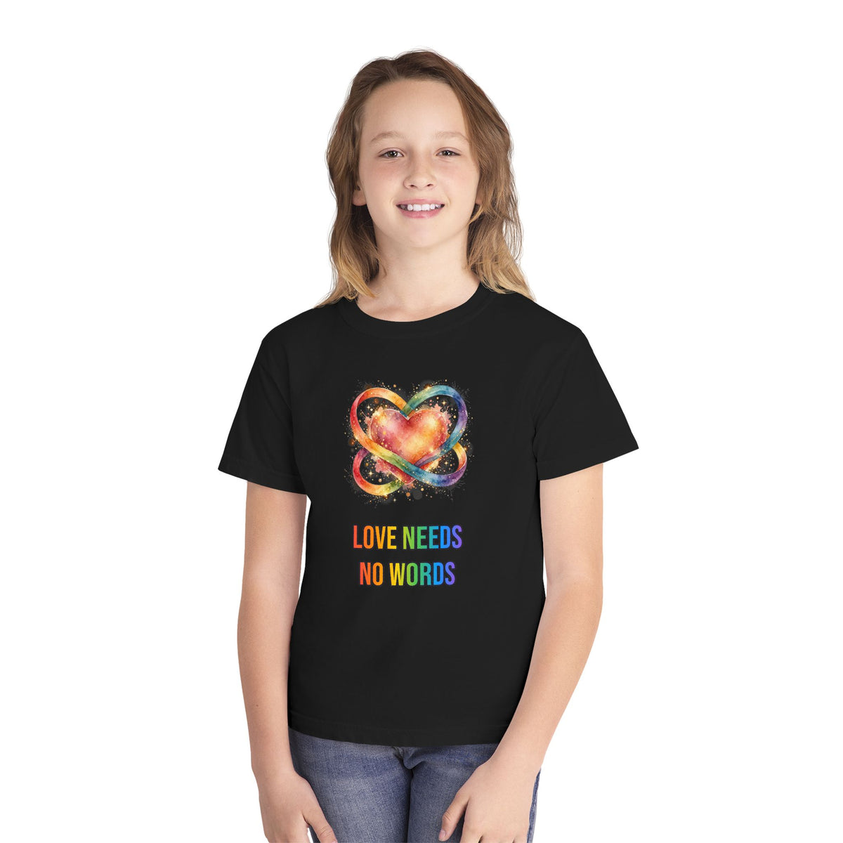Love Needs No Words – Autism Acceptance Kids’ T-Shirt
