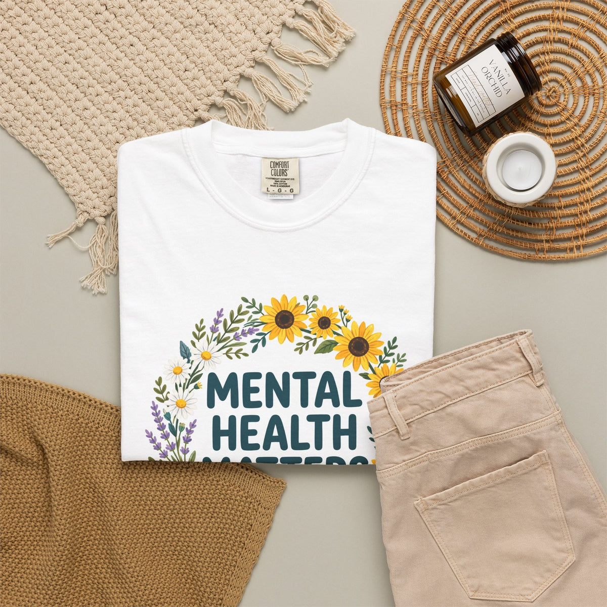 Mental Health Matters – Floral Awareness T-Shirt