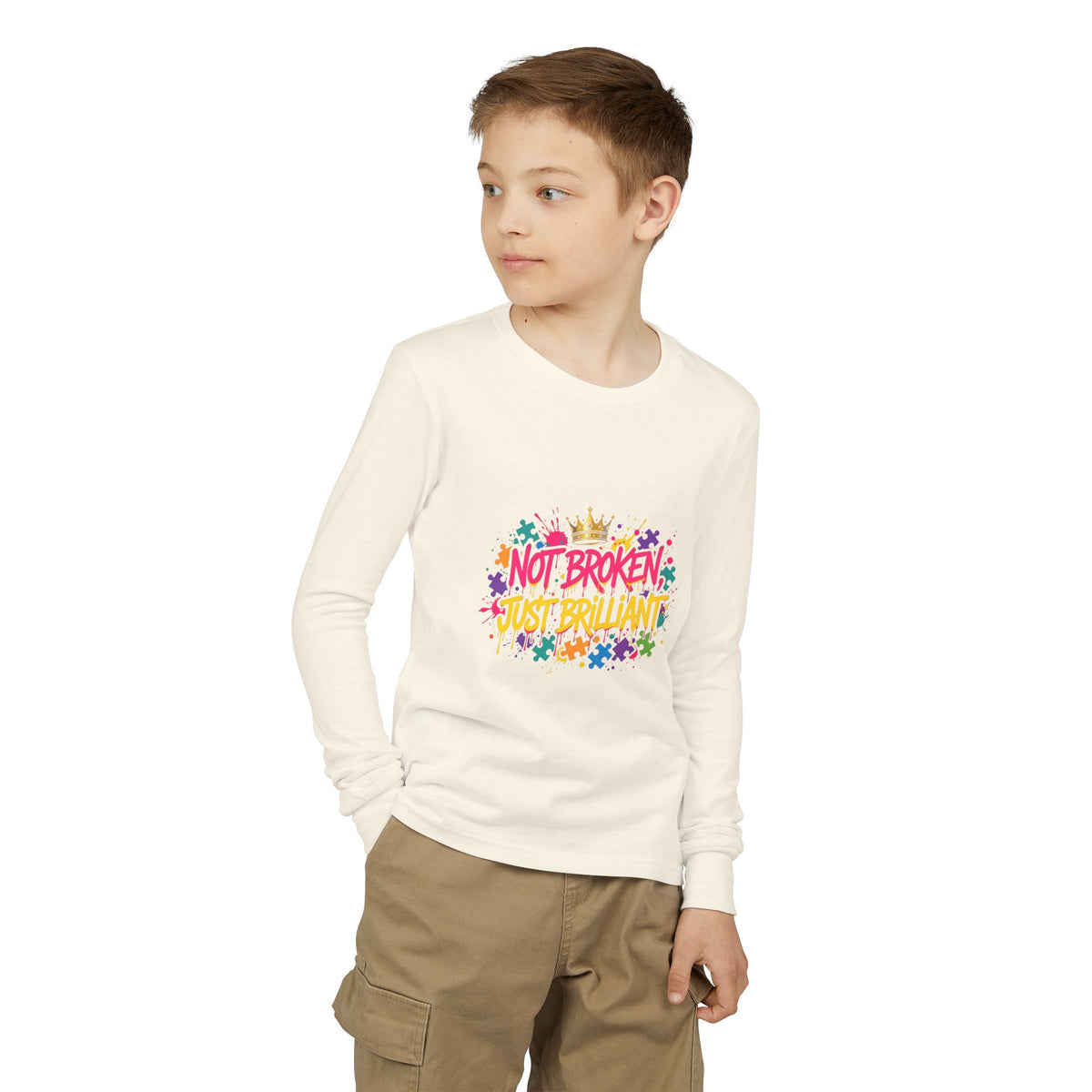 Not Broken Just Brilliant – Autism Awareness Kids' Long Sleeve T-Shirt