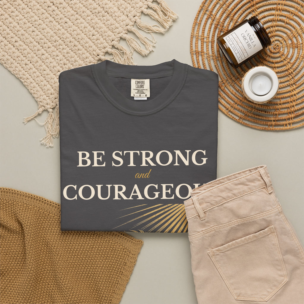 Be Strong and Courageous – Joshua 1:9 Lion T-Shirt