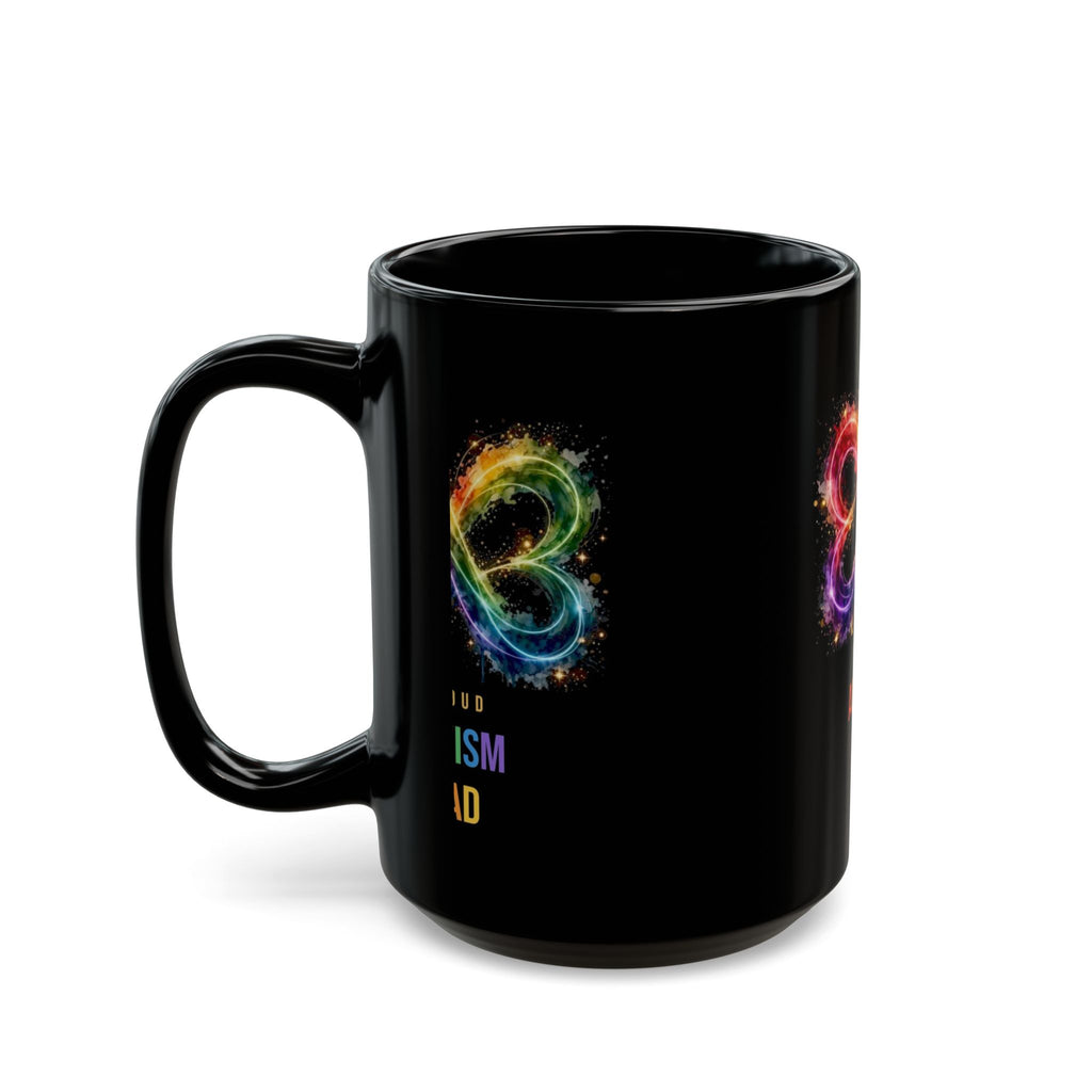 Proud Autism Dad — Rainbow Infinity Black Mug