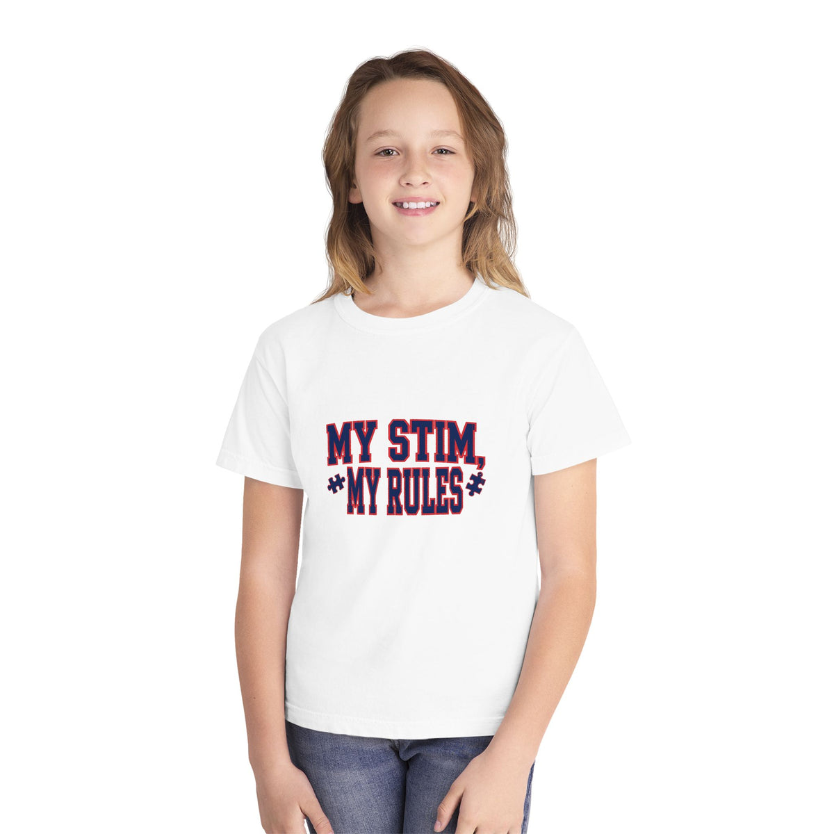 My Stim My Rules Varsity – Autism Awareness Kids T-Shirt