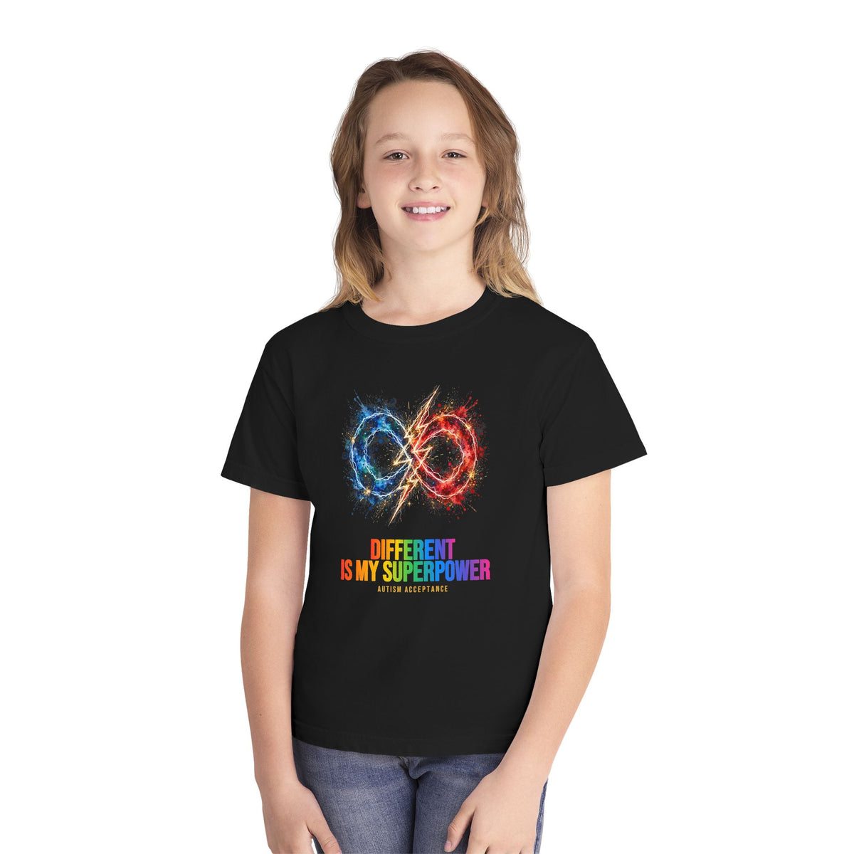 Different Is My Superpower – Autism Acceptance Kids' T-Shirt