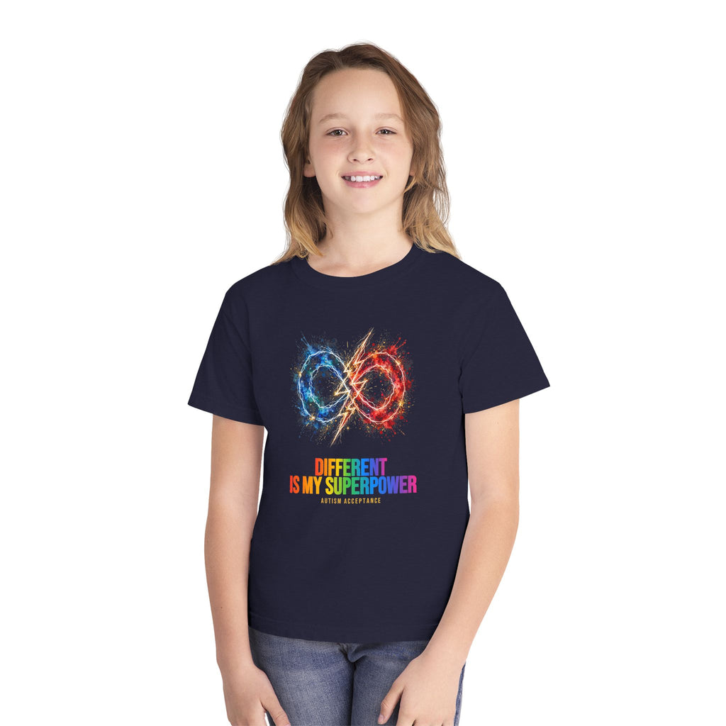 Different Is My Superpower – Autism Acceptance Kids' T-Shirt