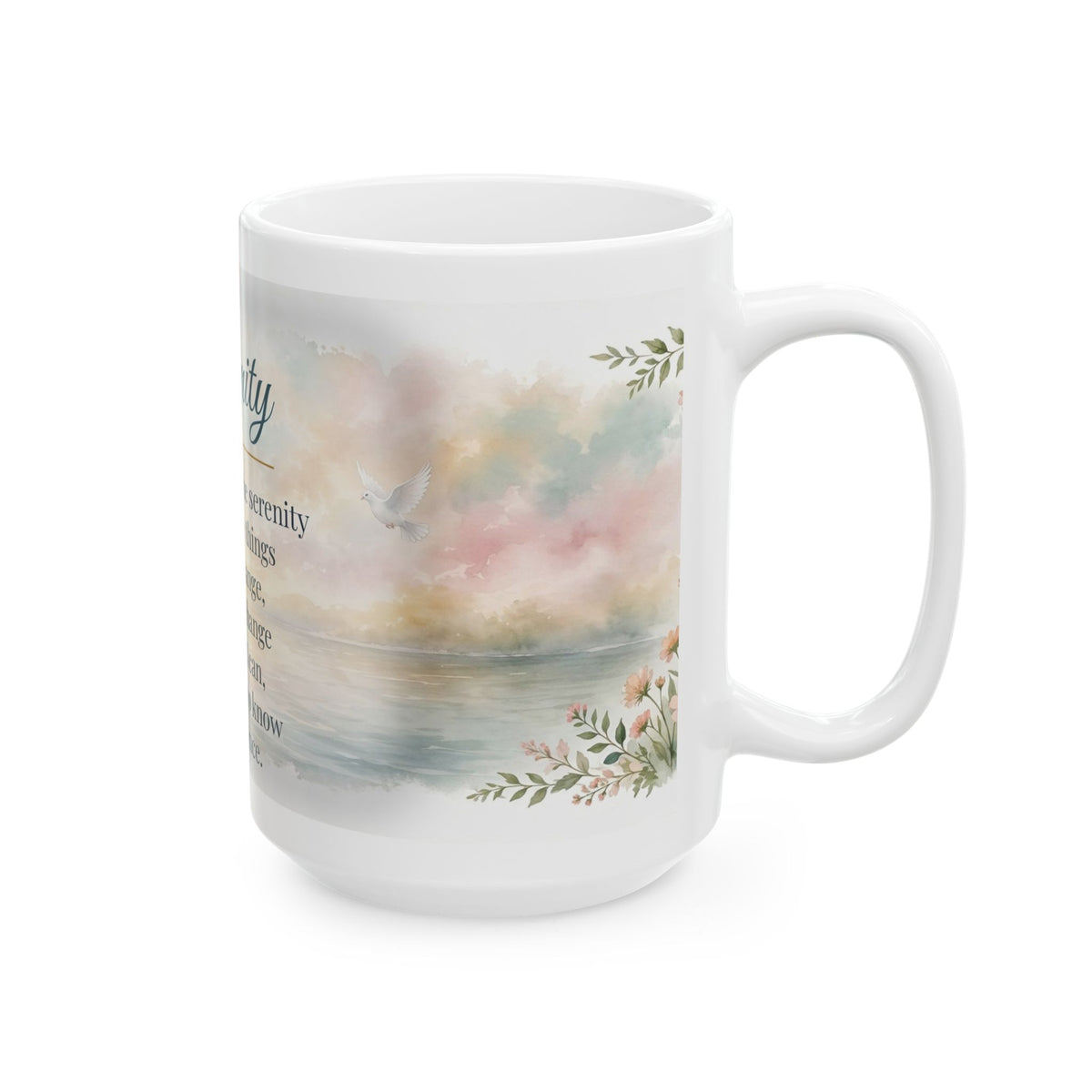 Serenity Prayer Mug — Sunrise Watercolor