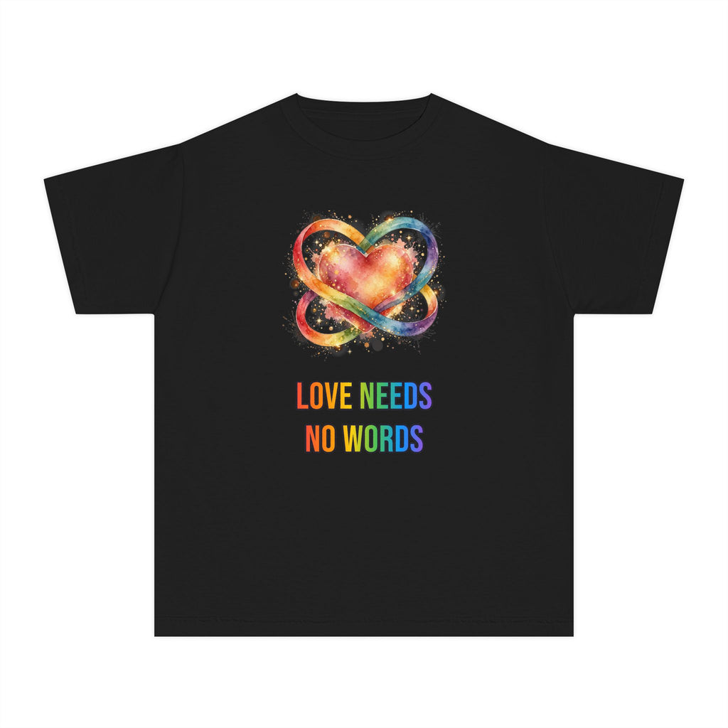 Love Needs No Words – Autism Acceptance Kids’ T-Shirt