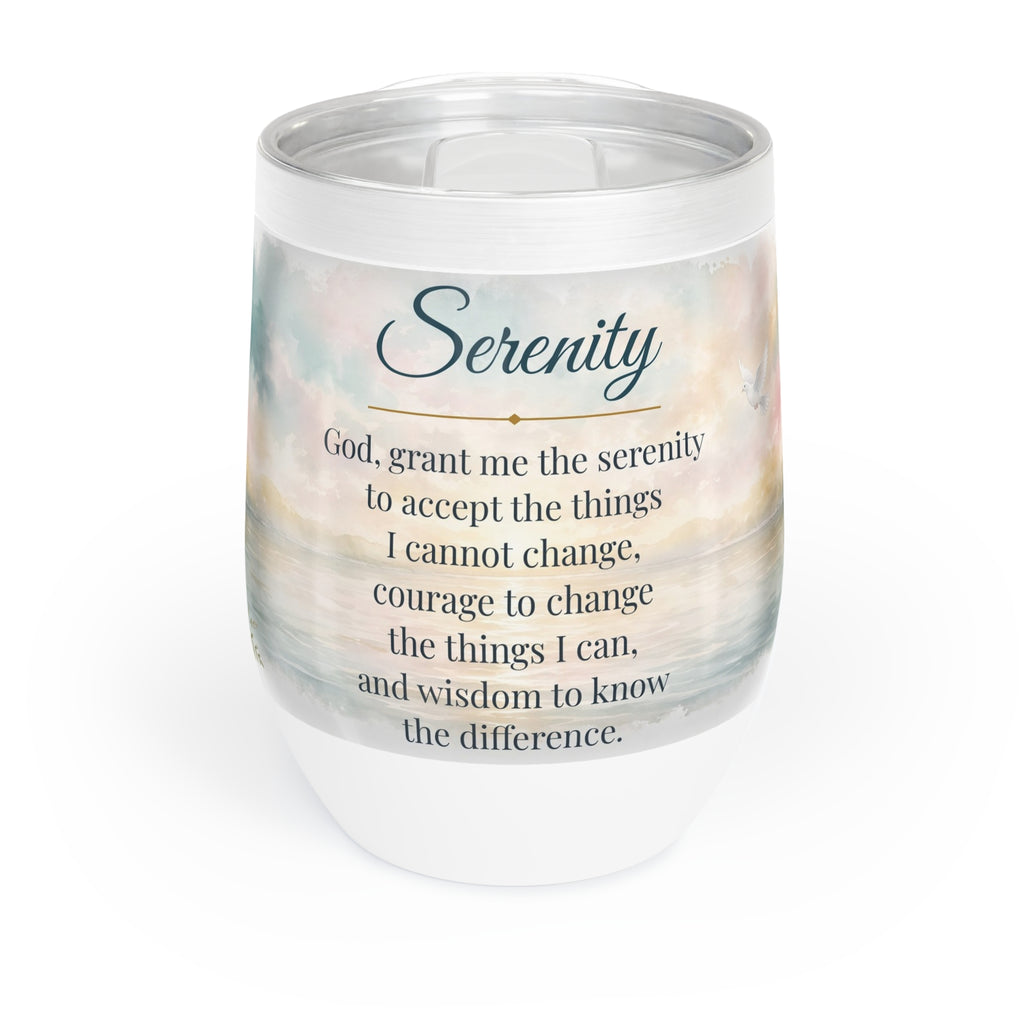 Serenity Prayer Wine Tumbler — Sunrise Watercolor
