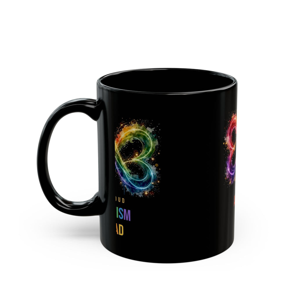 Proud Autism Dad — Rainbow Infinity Black Mug