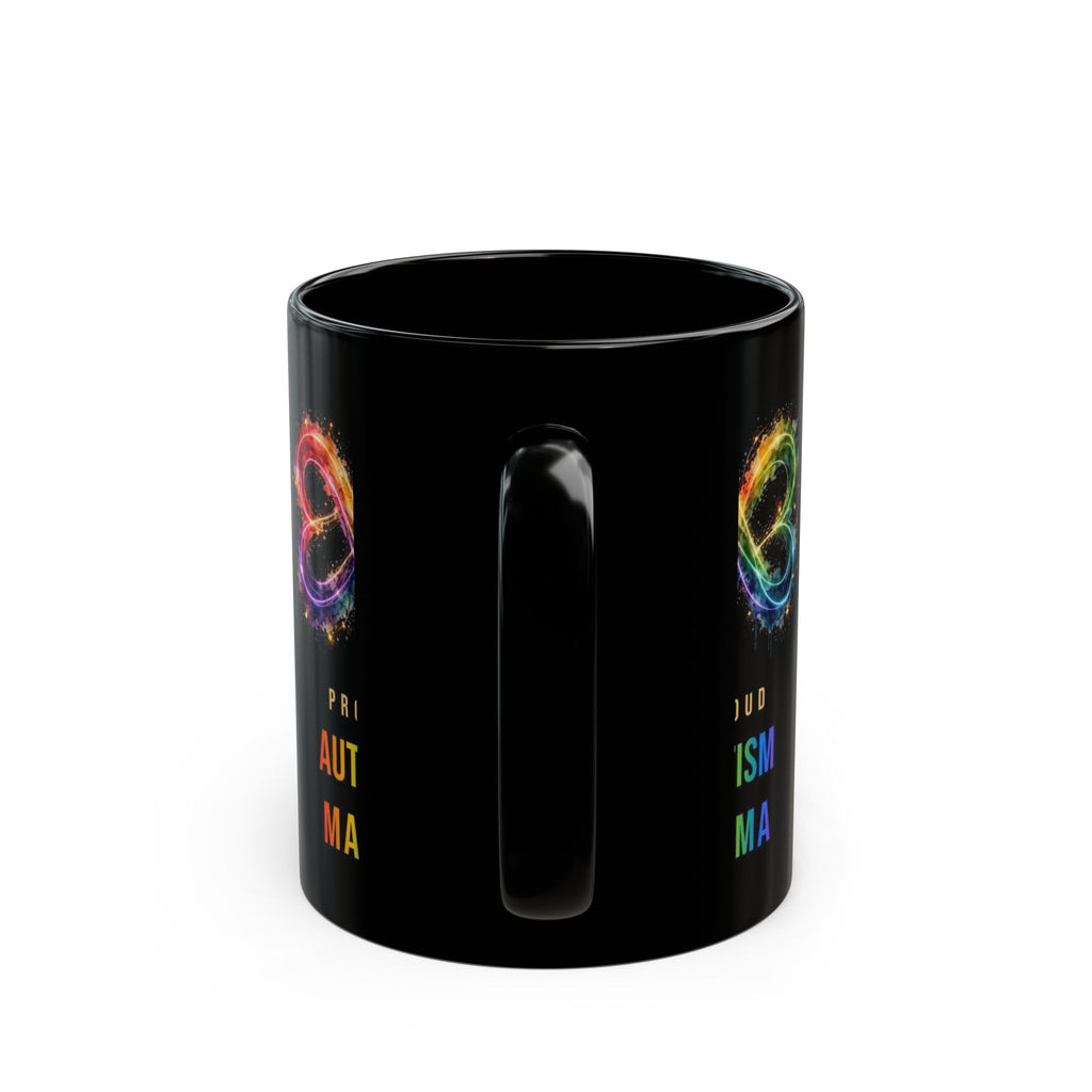 Proud Autism Mama — Rainbow Infinity Black Mug