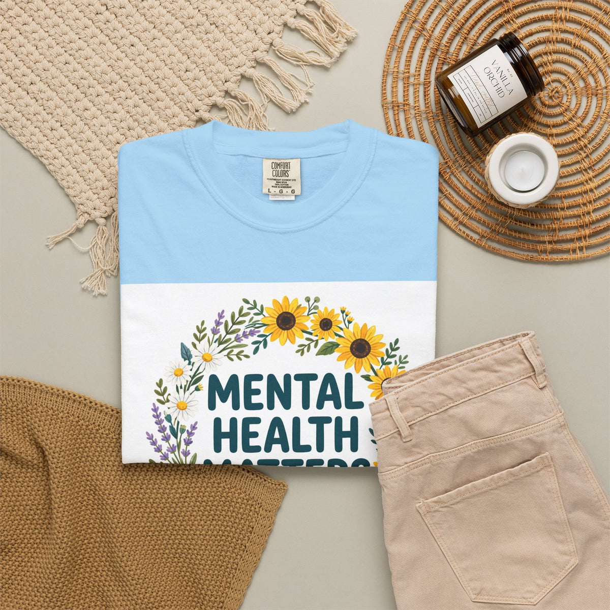 Mental Health Matters – Floral Awareness T-Shirt