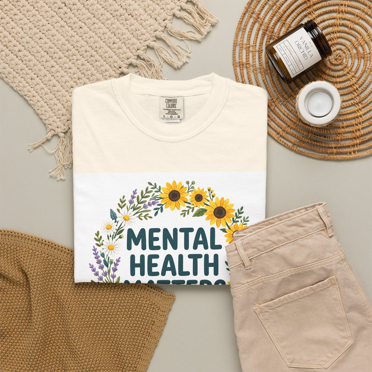 Mental Health Matters – Floral Awareness T-Shirt