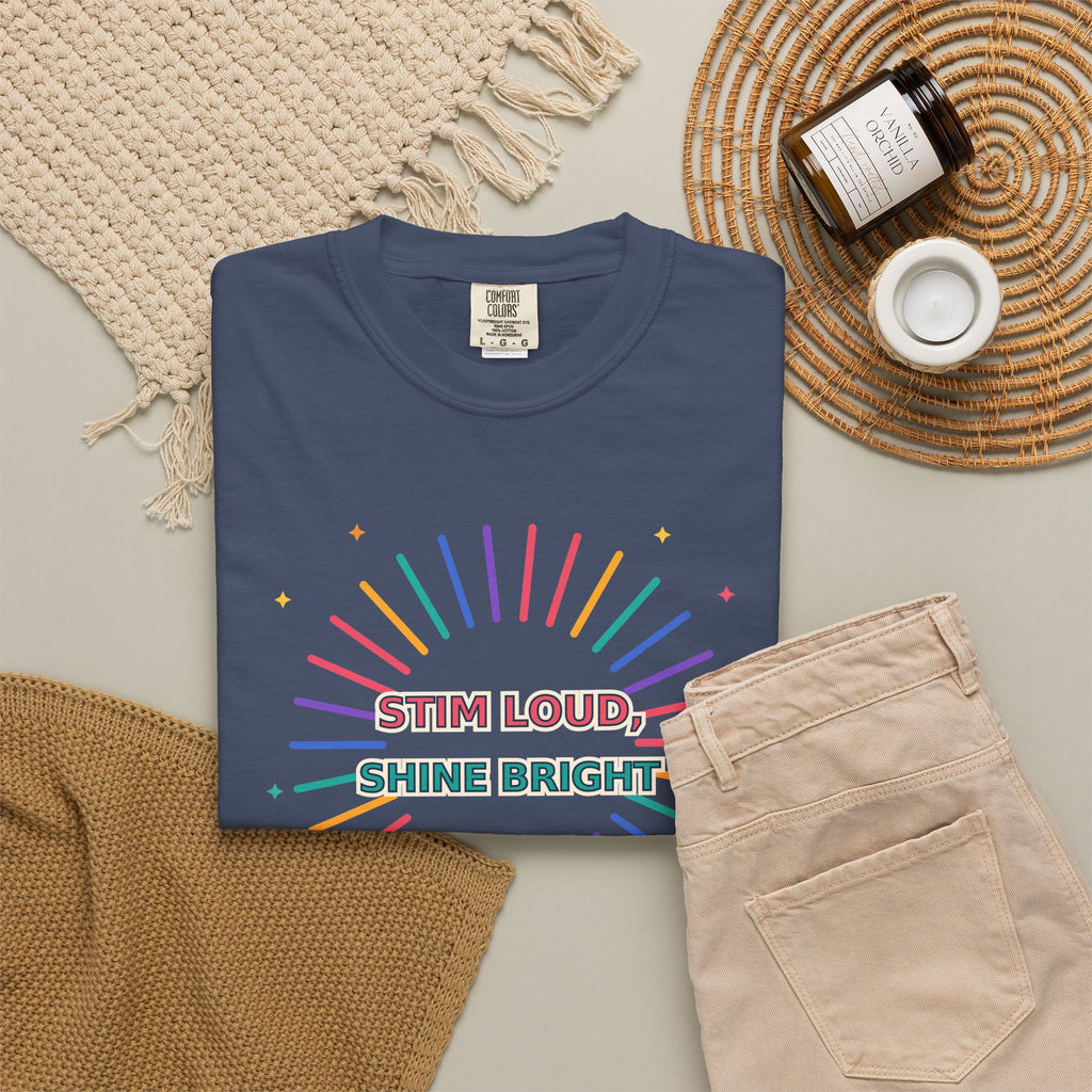 Stim Loud Shine Bright Rainbow Graphic T-Shirt