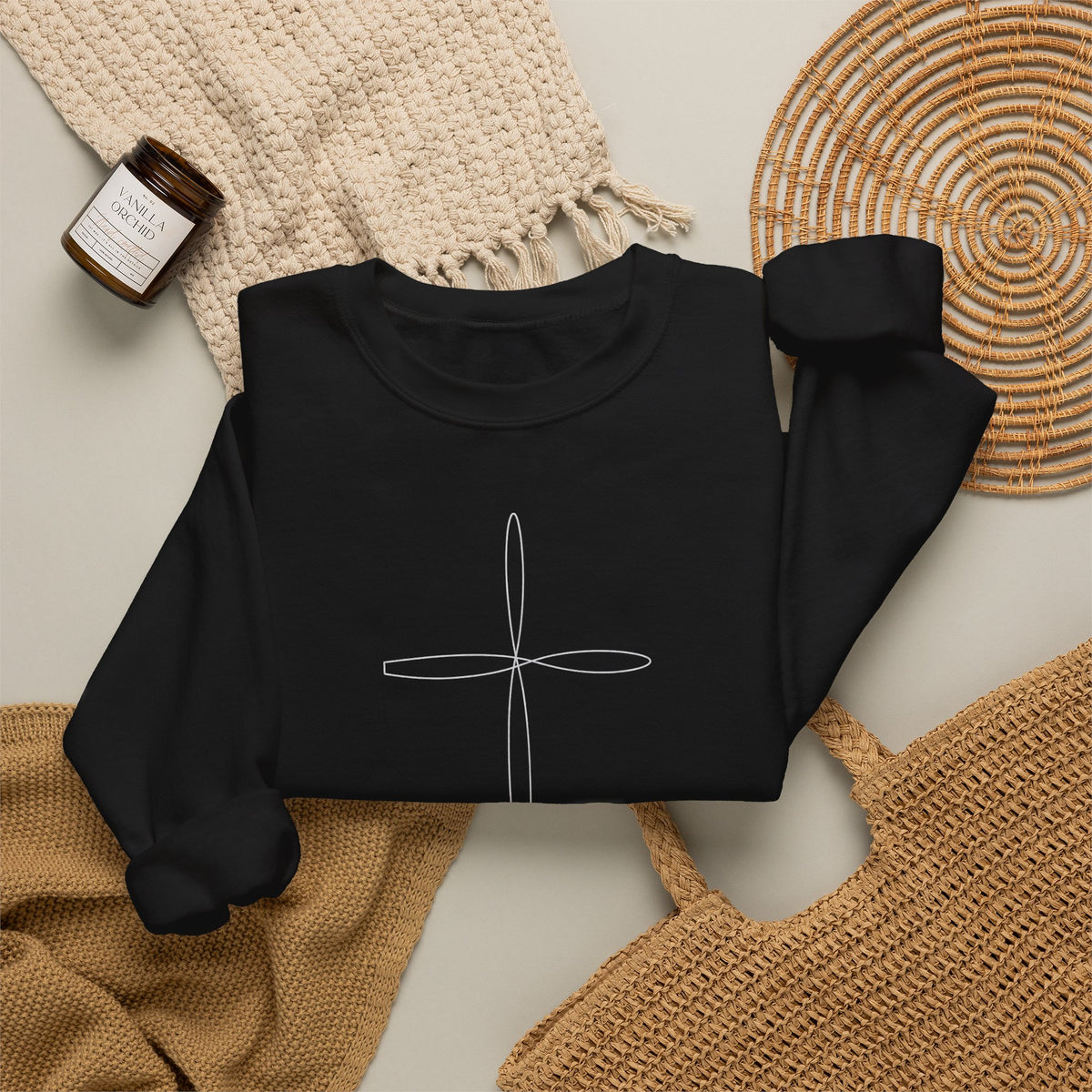 Walk By Faith – Minimalist Cross Crewneck Sweatshirt