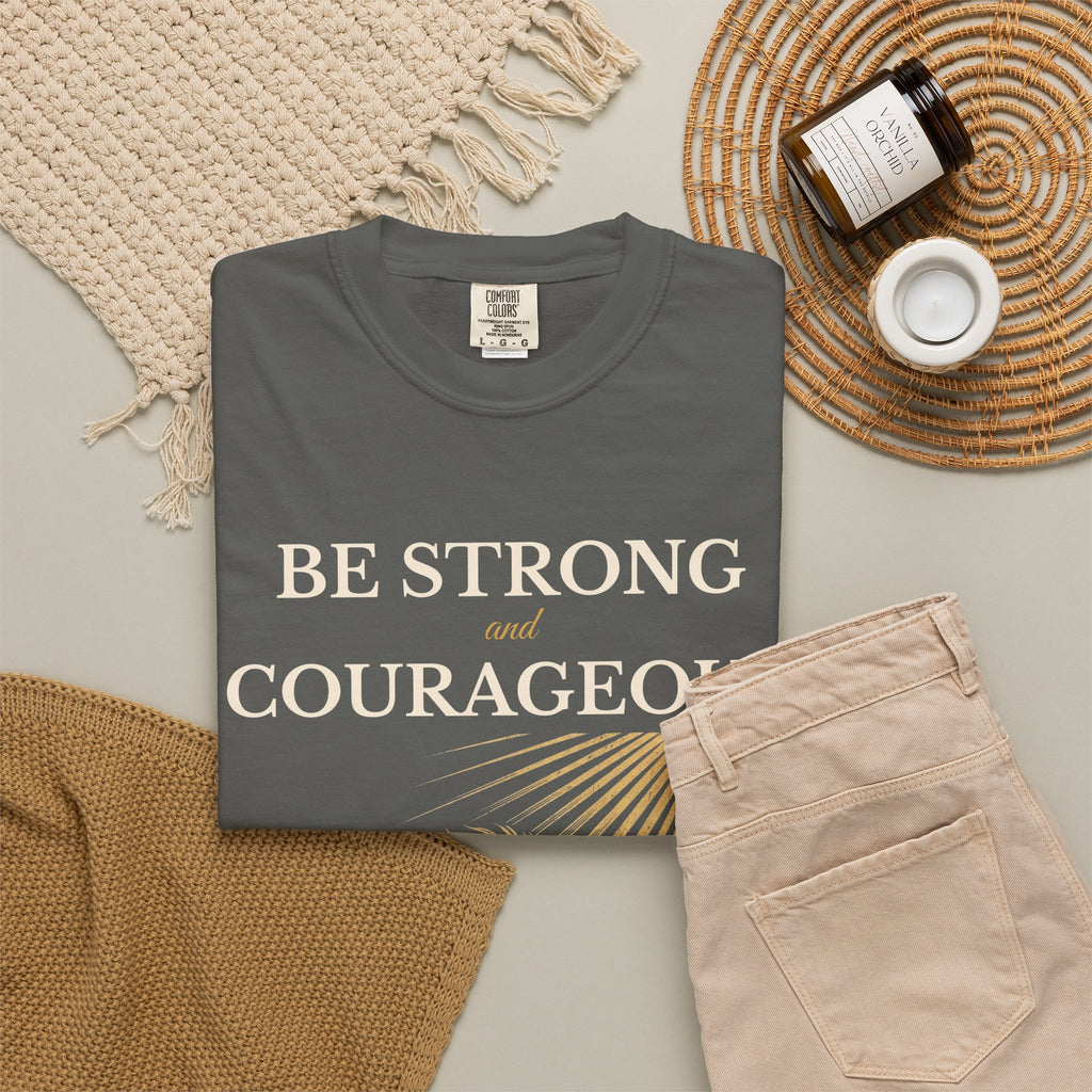 Be Strong and Courageous – Joshua 1:9 Lion T-Shirt