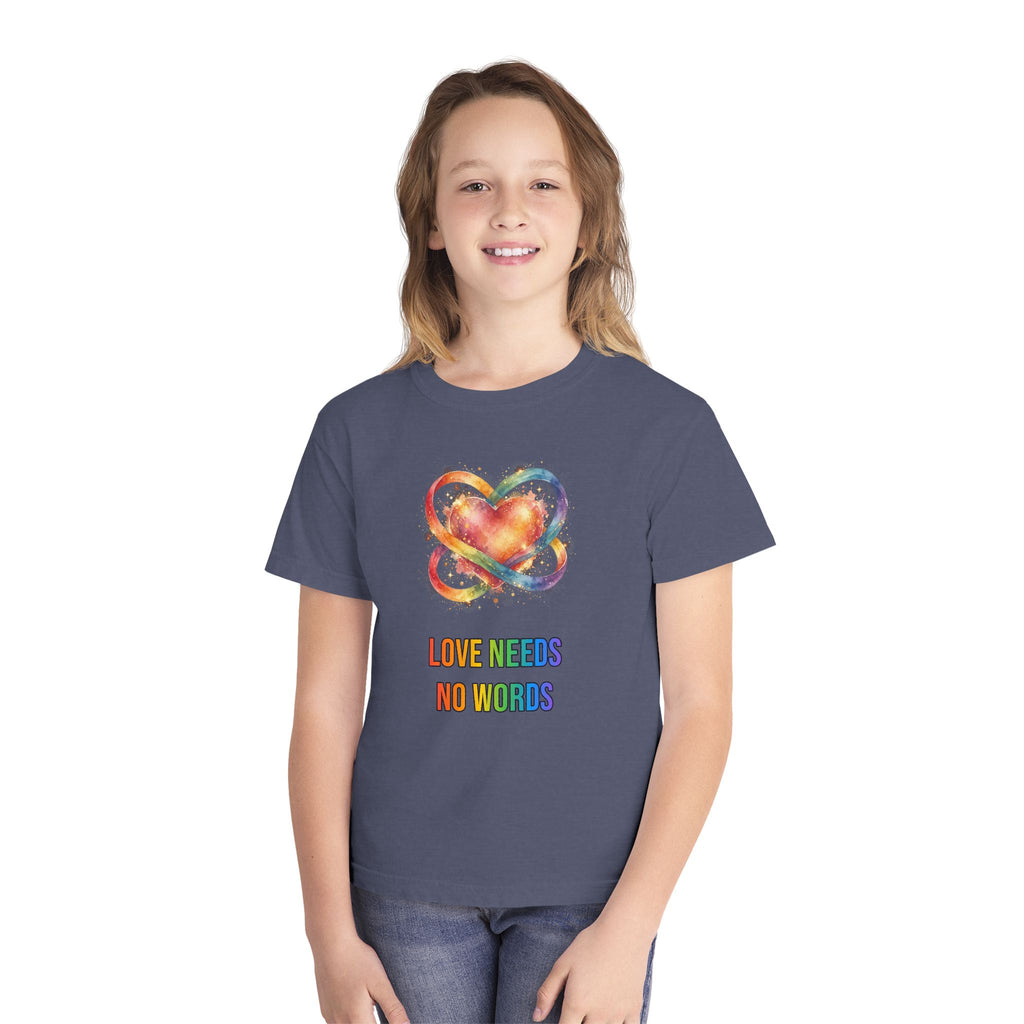 Love Needs No Words – Autism Acceptance Kids’ T-Shirt