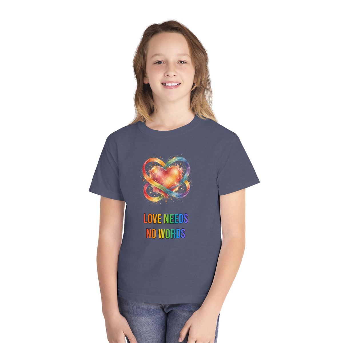 Love Needs No Words – Autism Acceptance Kids’ T-Shirt