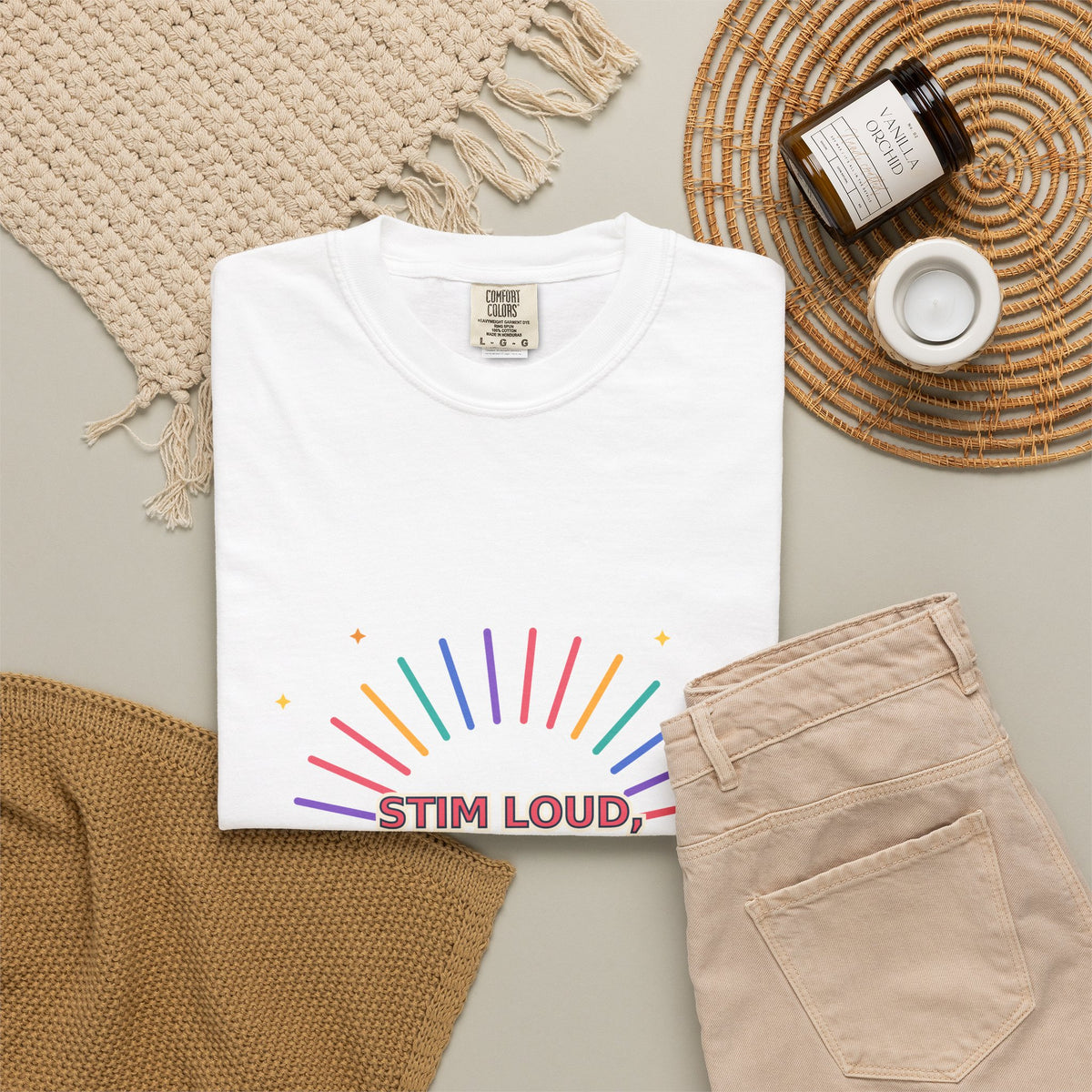 Stim Loud Shine Bright Rainbow Graphic T-Shirt