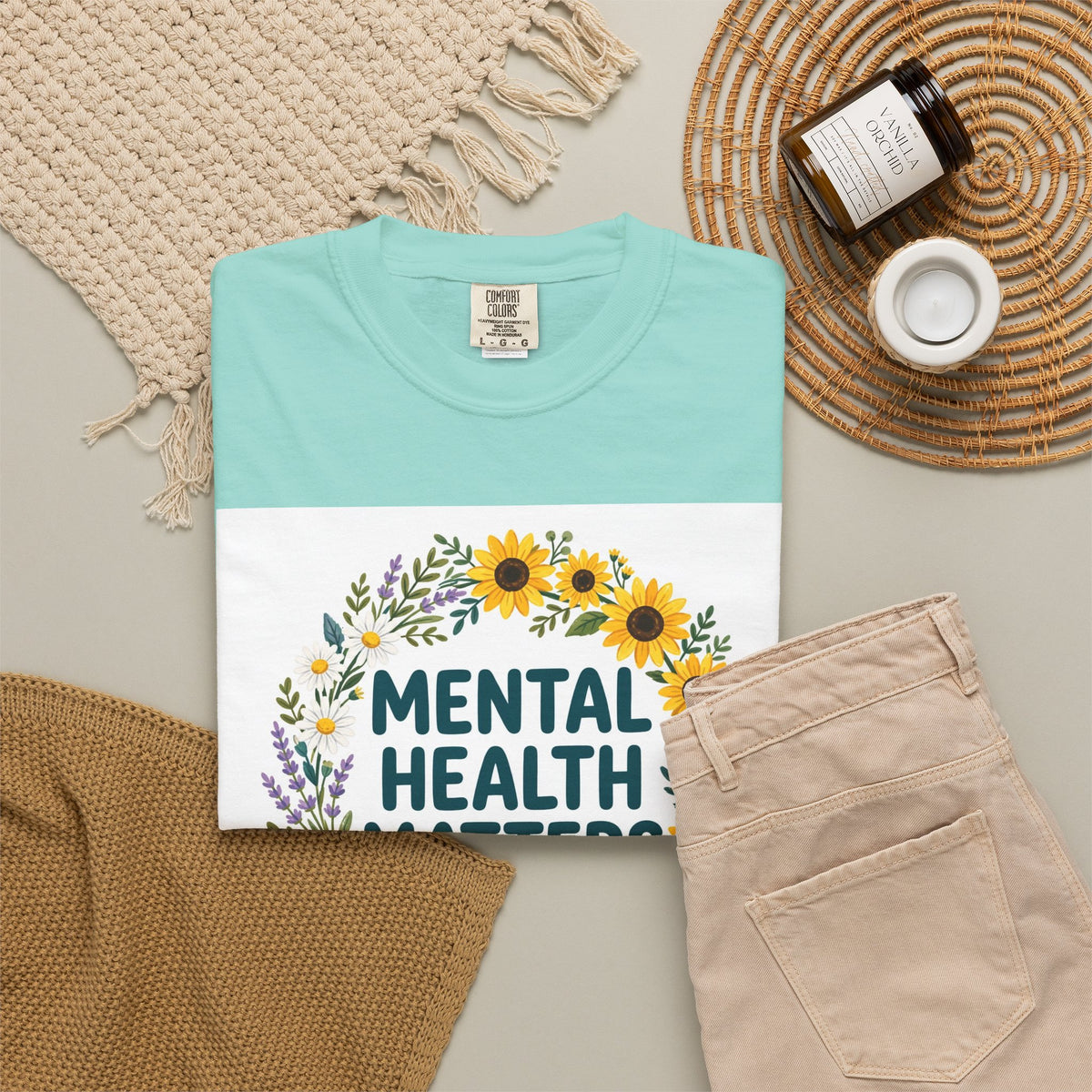Mental Health Matters – Floral Awareness T-Shirt