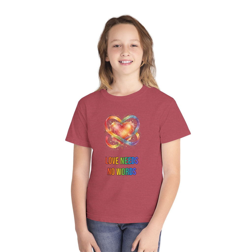 Love Needs No Words – Autism Acceptance Kids’ T-Shirt