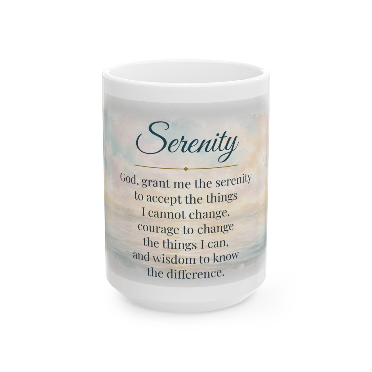 Serenity Prayer Mug — Sunrise Watercolor