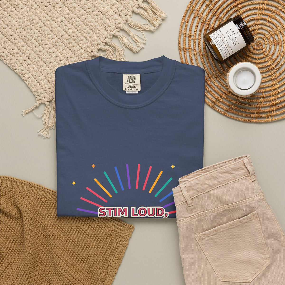Stim Loud Shine Bright Rainbow Graphic T-Shirt