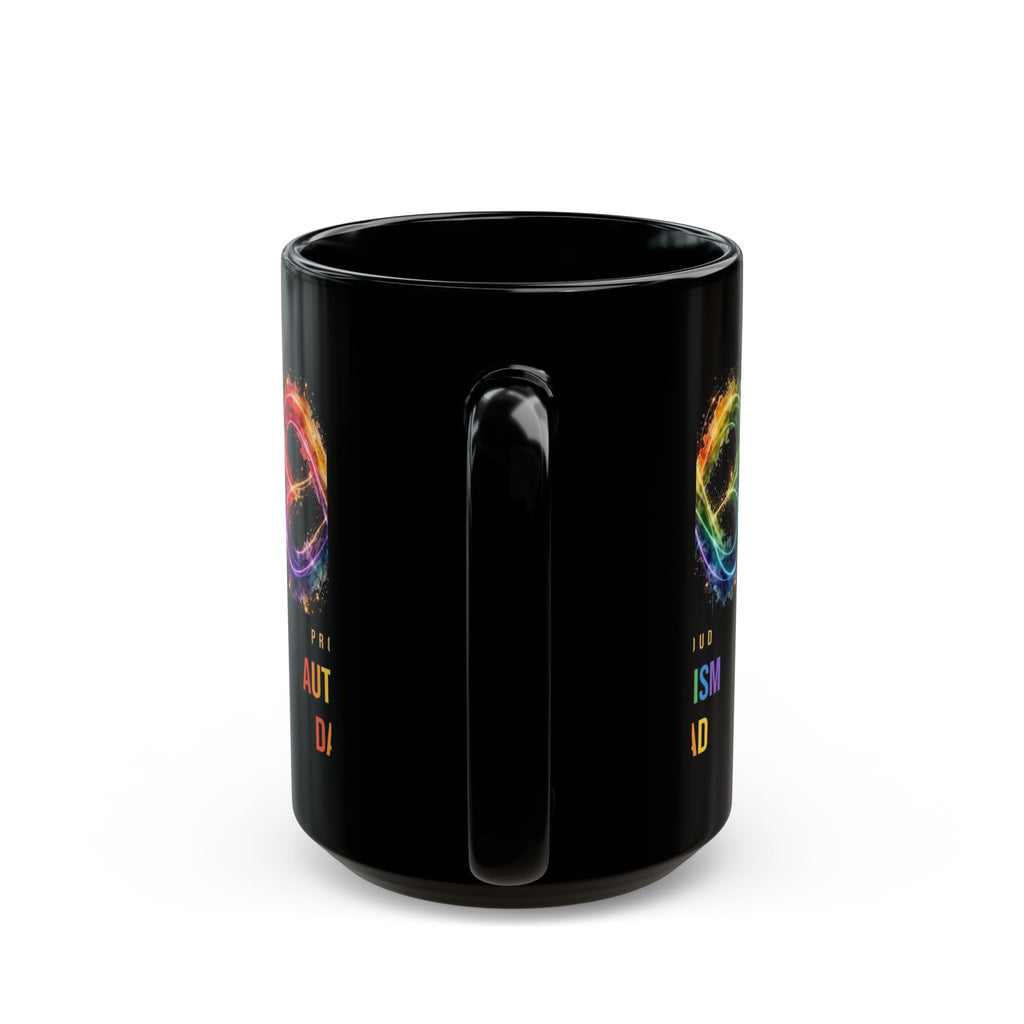 Proud Autism Dad — Rainbow Infinity Black Mug