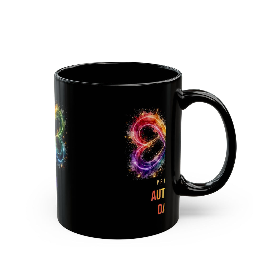 Proud Autism Dad — Rainbow Infinity Black Mug