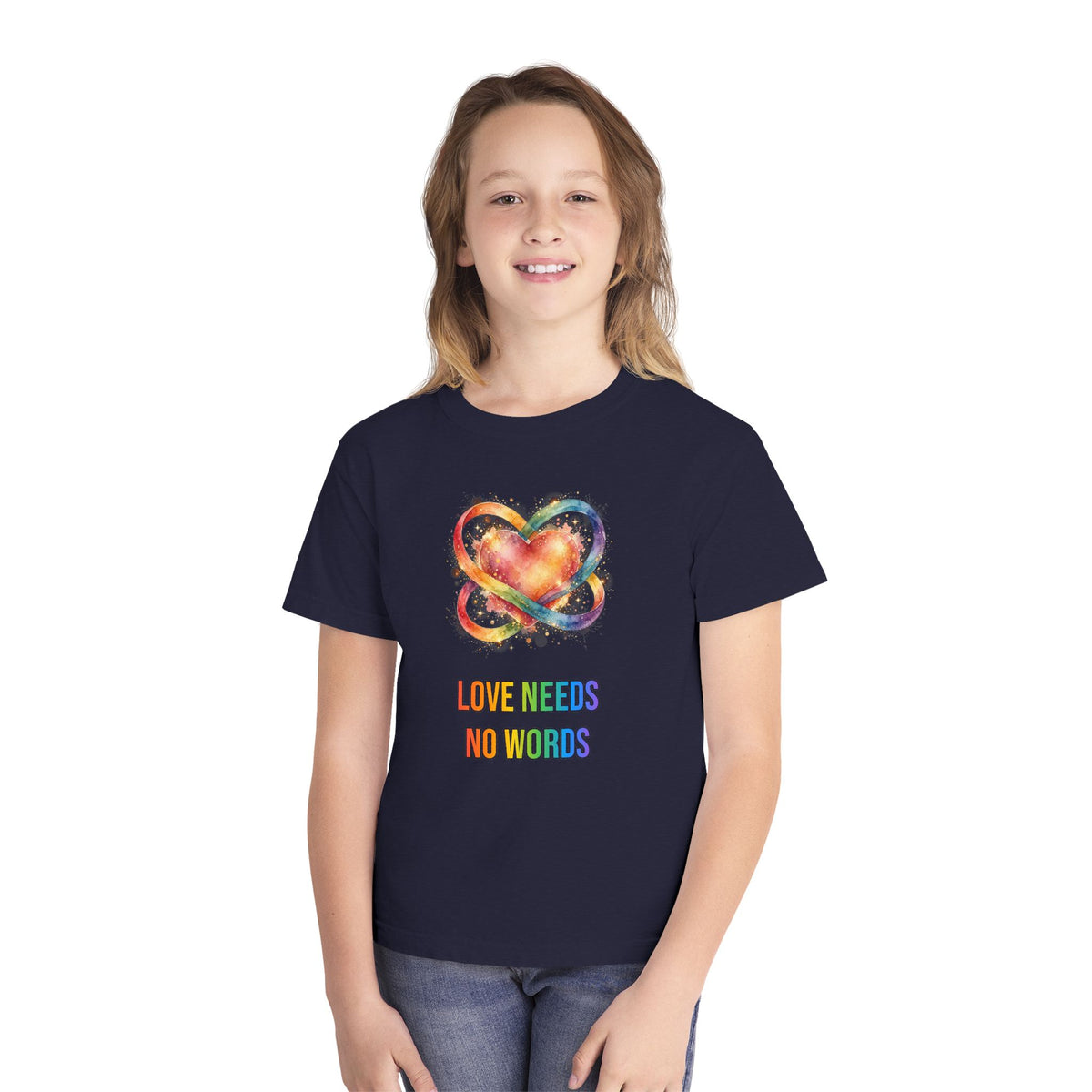 Love Needs No Words – Autism Acceptance Kids’ T-Shirt