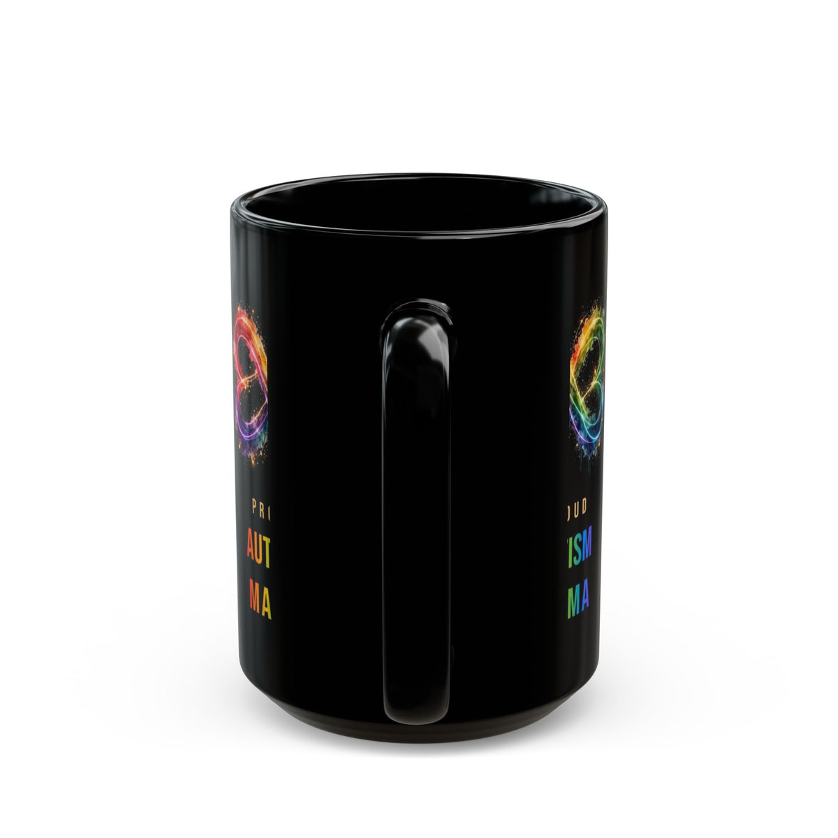 Proud Autism Mama — Rainbow Infinity Black Mug