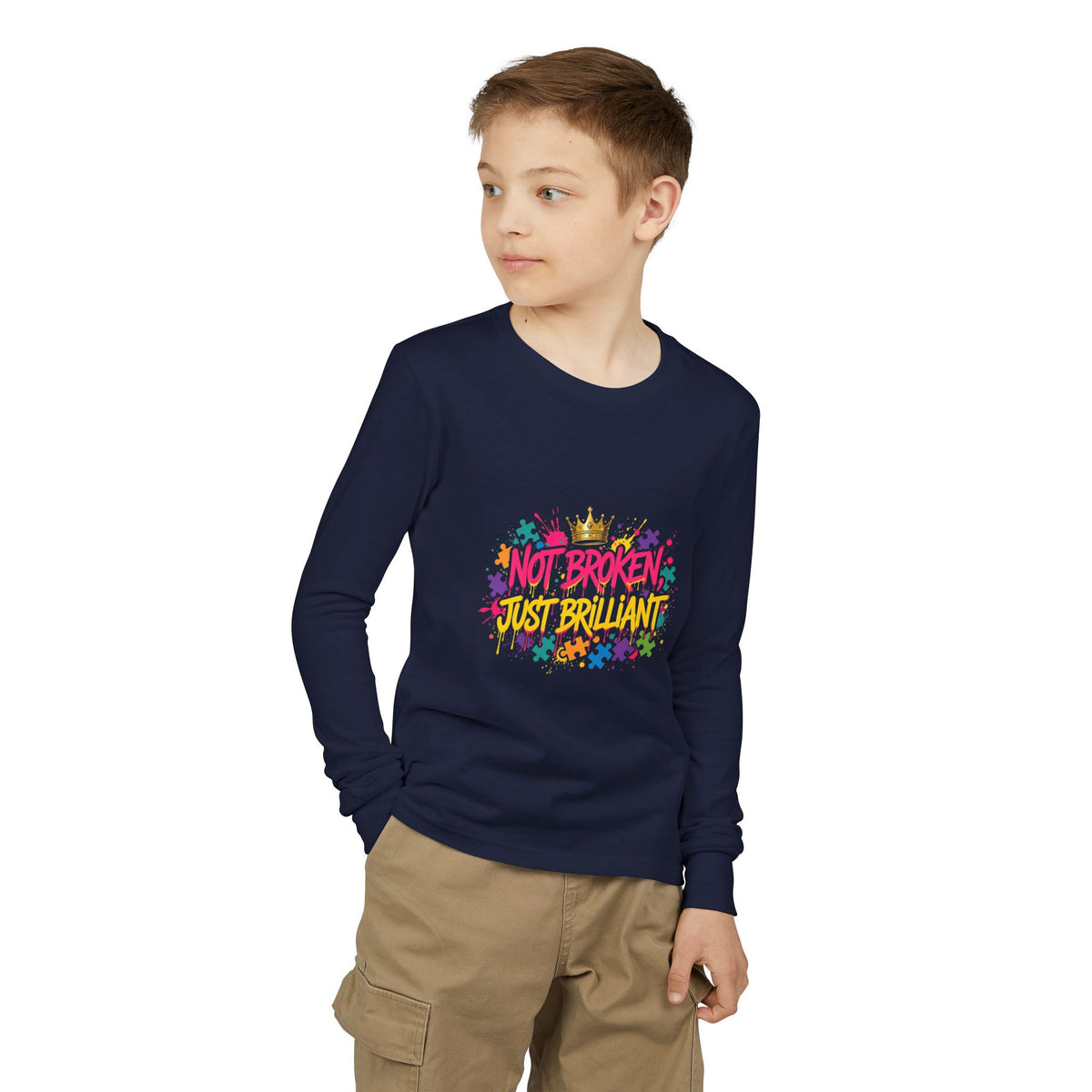 Not Broken Just Brilliant – Autism Awareness Kids' Long Sleeve T-Shirt