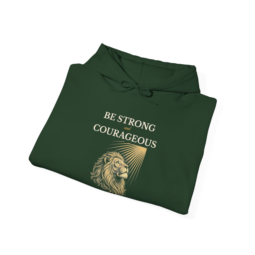 Be Strong and Courageous – Joshua 1:9 Lion Hoodie