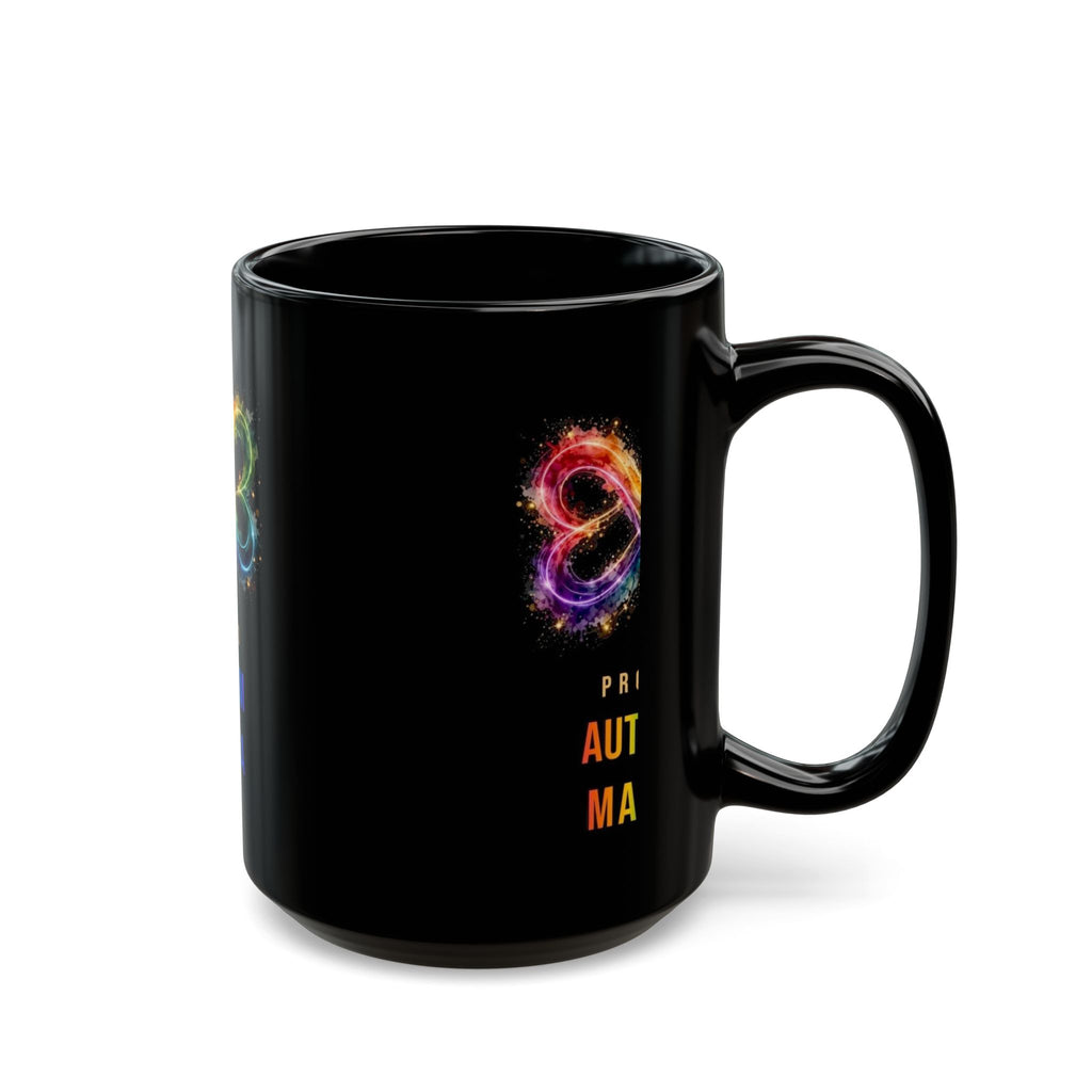 Proud Autism Mama — Rainbow Infinity Black Mug