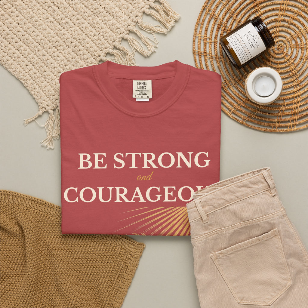 Be Strong and Courageous – Joshua 1:9 Lion T-Shirt