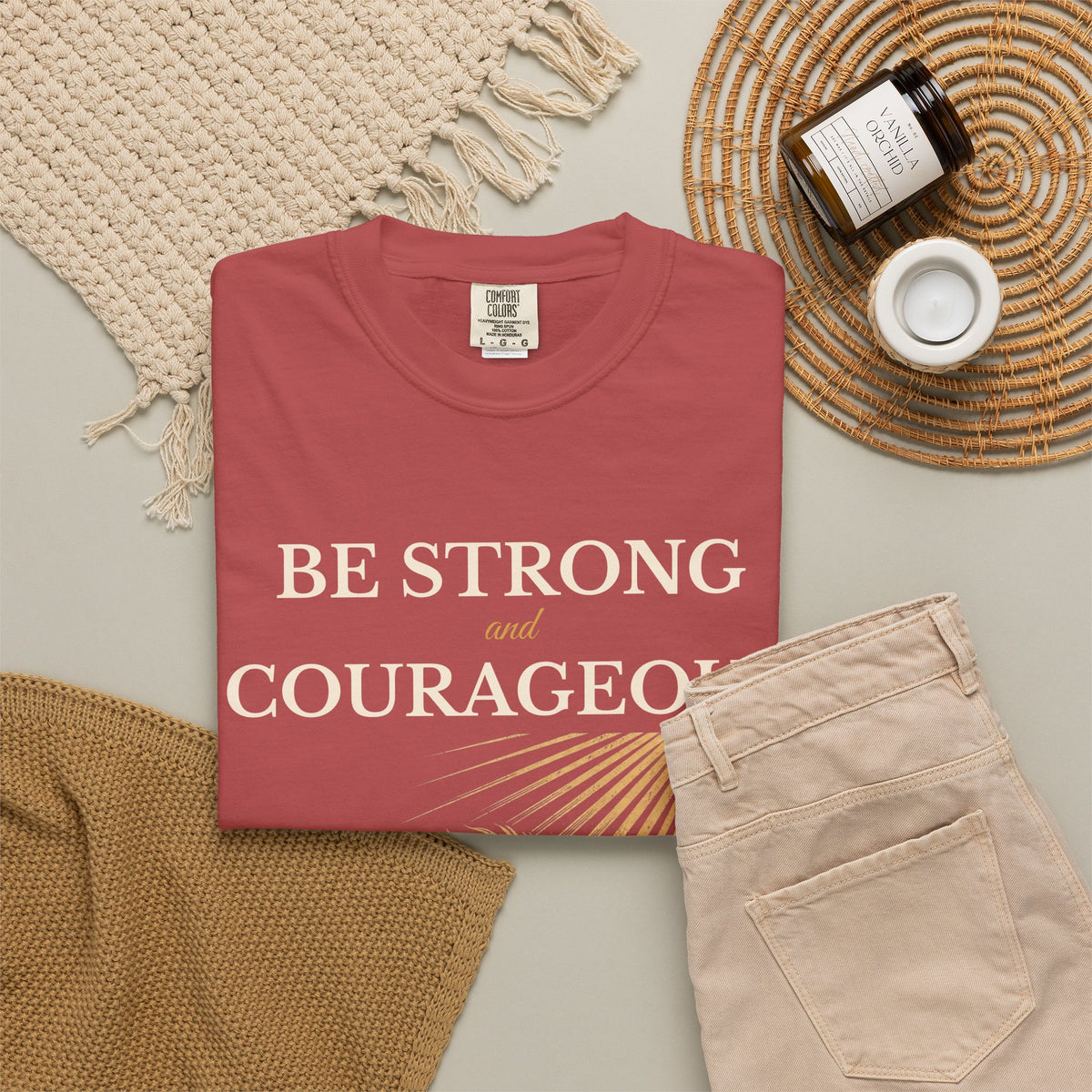 Be Strong and Courageous – Joshua 1:9 Lion T-Shirt