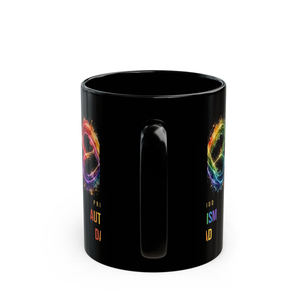 Proud Autism Dad — Rainbow Infinity Black Mug