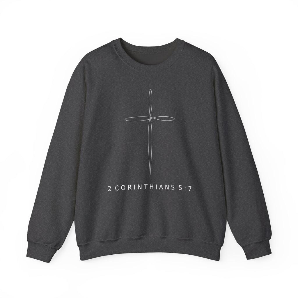 Walk By Faith – Minimalist Cross Crewneck Sweatshirt