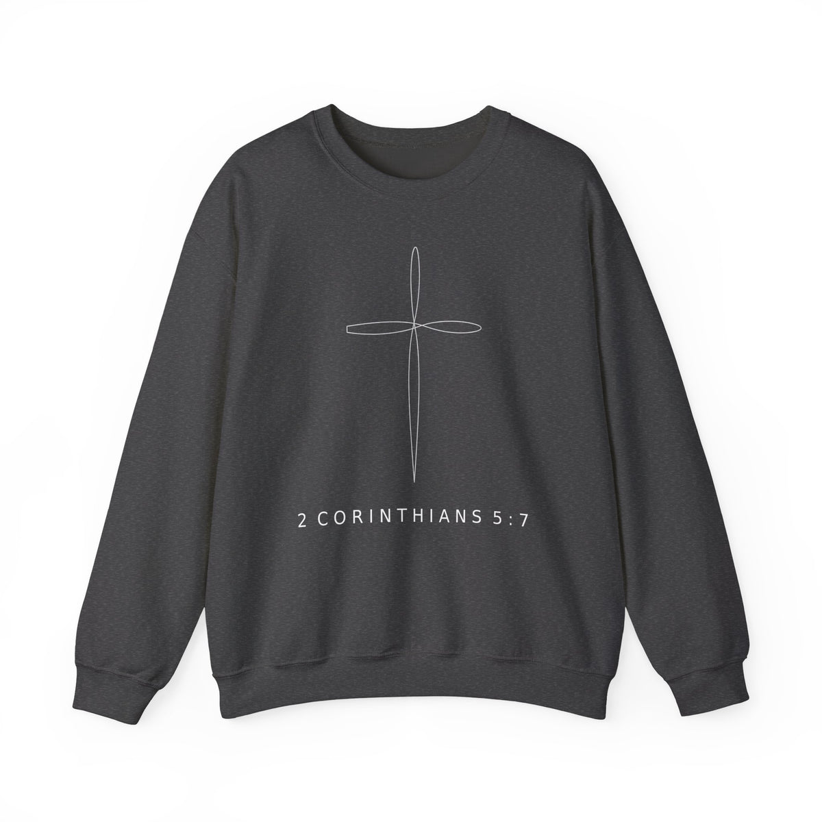 Walk By Faith – Minimalist Cross Crewneck Sweatshirt