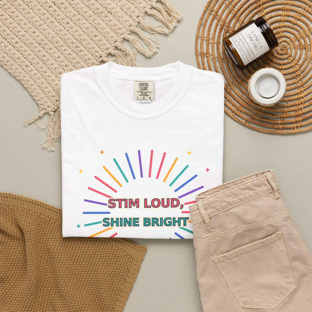 Stim Loud Shine Bright Rainbow Graphic T-Shirt