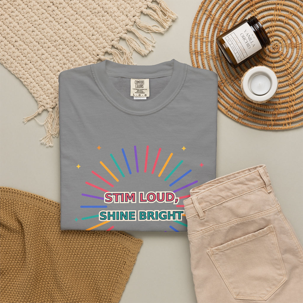 Stim Loud Shine Bright Rainbow Graphic T-Shirt
