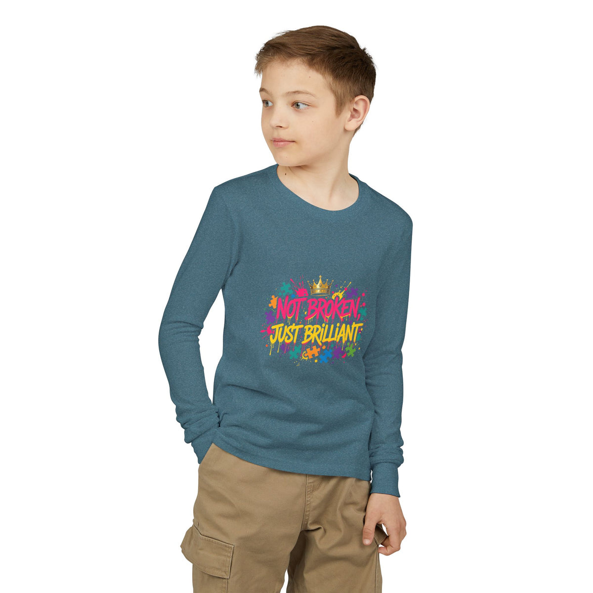 Not Broken Just Brilliant – Autism Awareness Kids' Long Sleeve T-Shirt