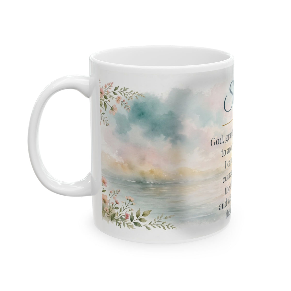 Serenity Prayer Mug — Sunrise Watercolor