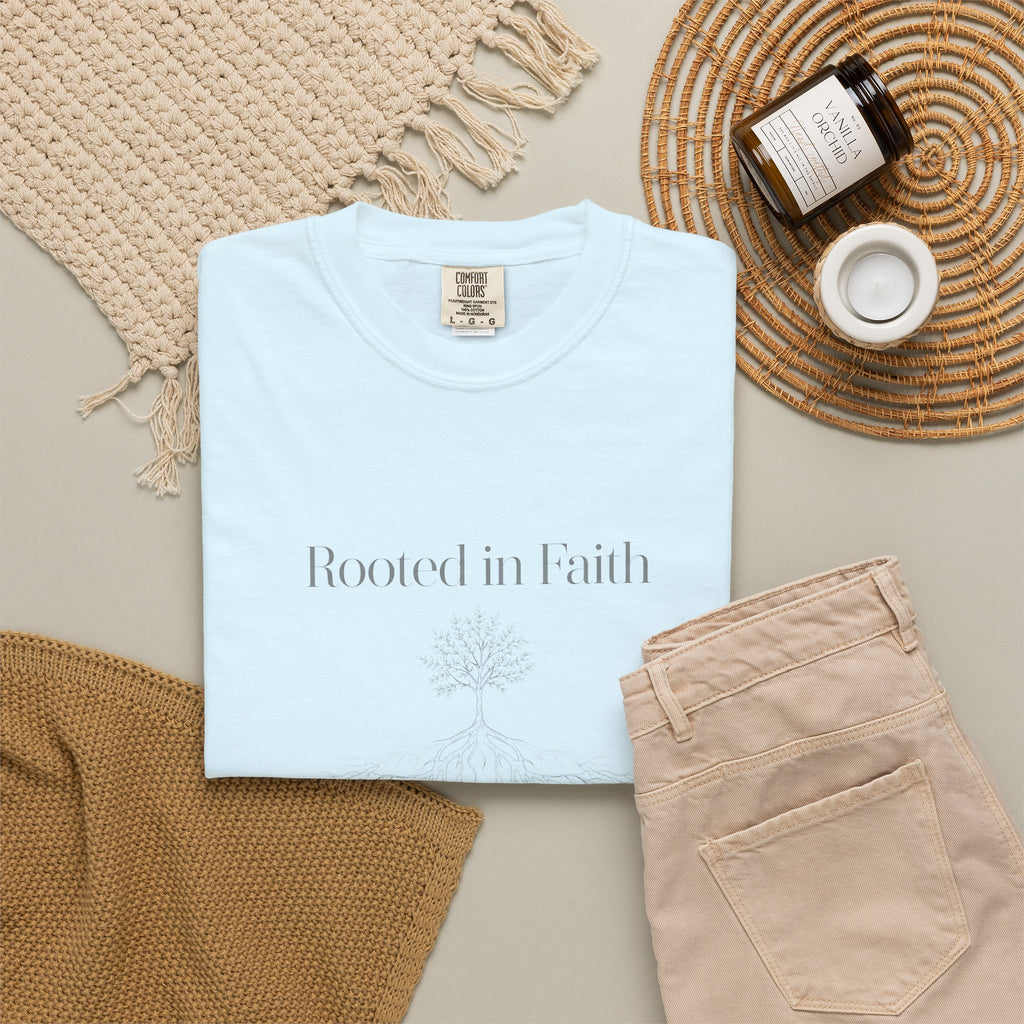 Rooted in Faith – Colossians 2:7 Christian T-Shirt