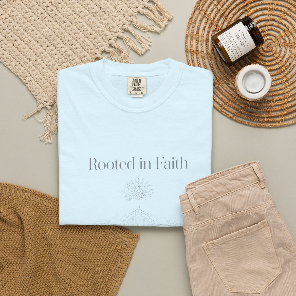 Rooted in Faith – Colossians 2:7 Christian T-Shirt