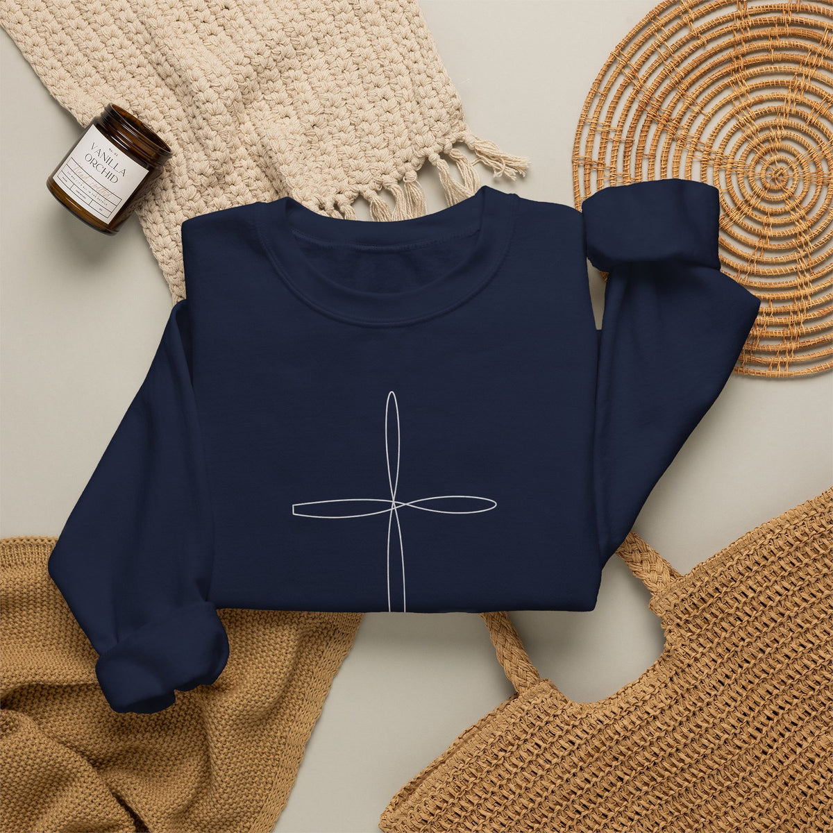Walk By Faith – Minimalist Cross Crewneck Sweatshirt