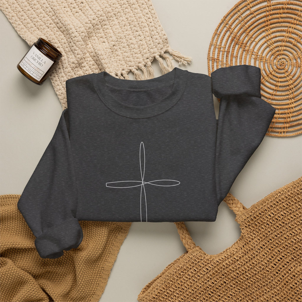 Walk By Faith – Minimalist Cross Crewneck Sweatshirt
