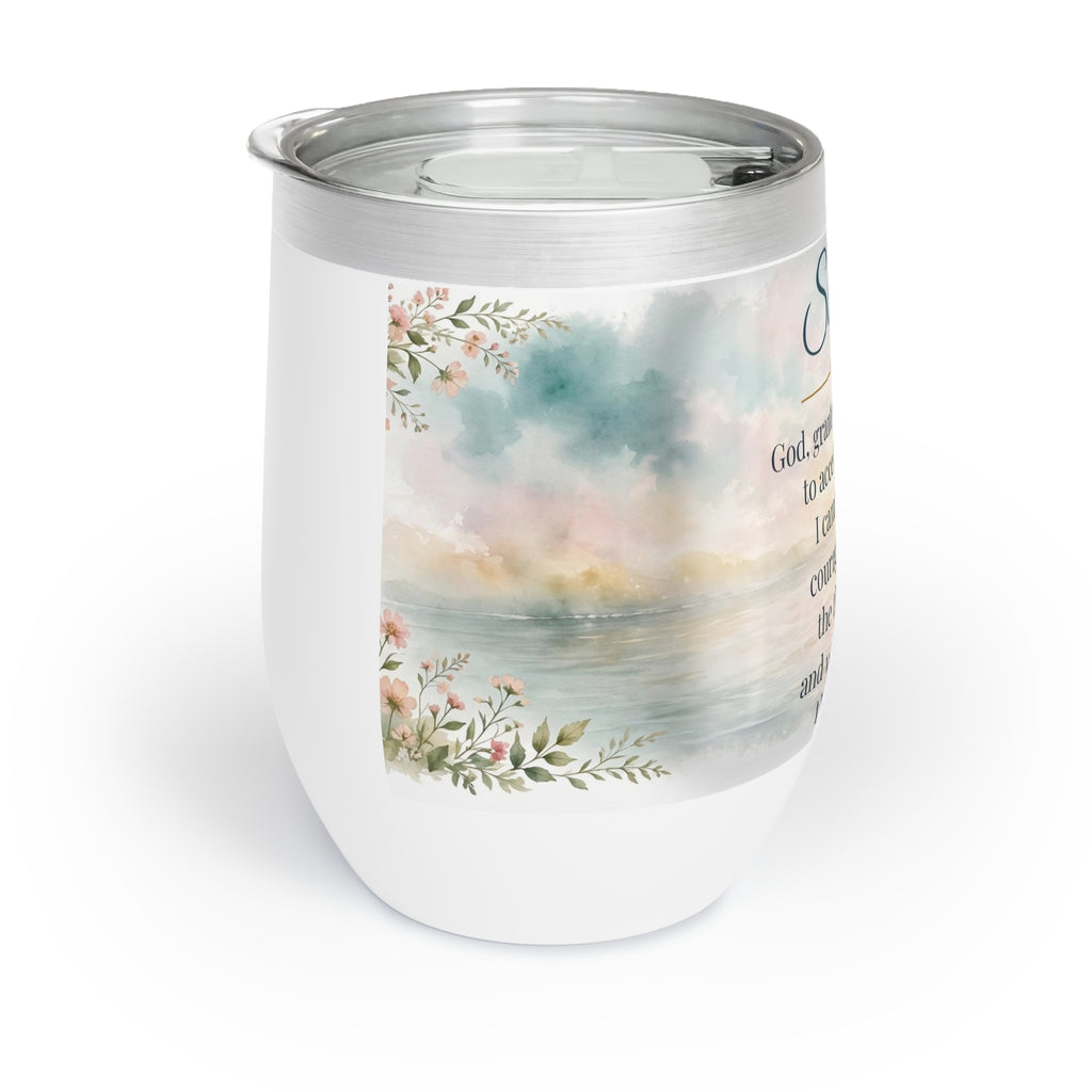Serenity Prayer Wine Tumbler — Sunrise Watercolor